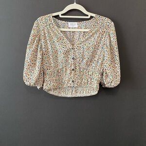 Sienna Sky Colorful Floral Blouse With Buttons Size S